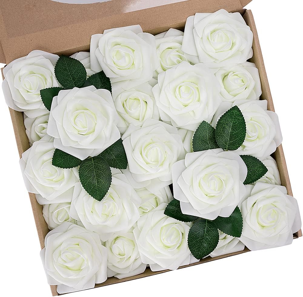 N&T NIETING Artificial Flowers, 25Pcs Fake Flowers Roses Perfect for DIY Wedding Bouquets