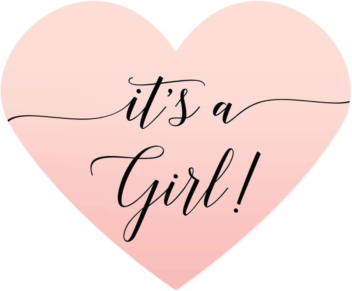Andaz Press Blush Pink Rose Elegant Party Baby Shower Collection, Heart Label Stickers, It's a