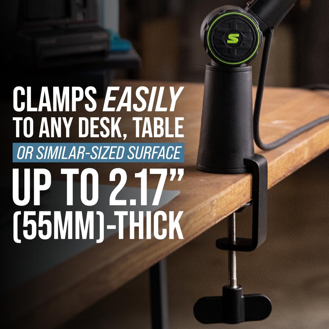 Shure by Gator Deluxe Articulating Desktop Podcasting Mic Boom Arm with Cable Management Channel;