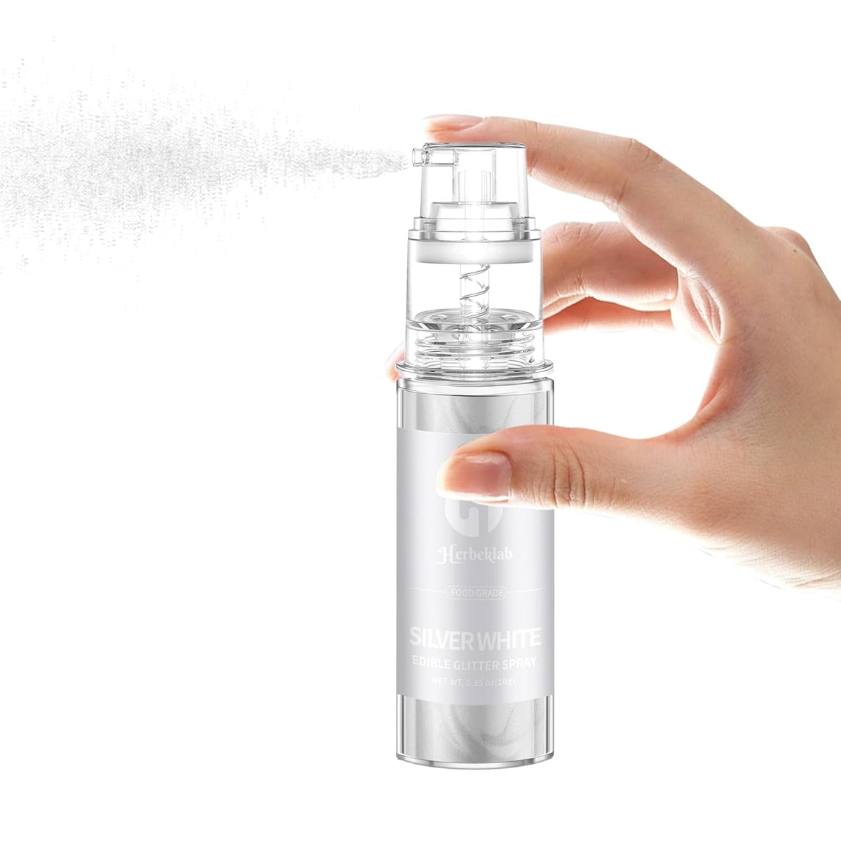 White Edible Glitter Spray - 10g Edible Silver White Cake Glitter Food Grade Silver White Spray