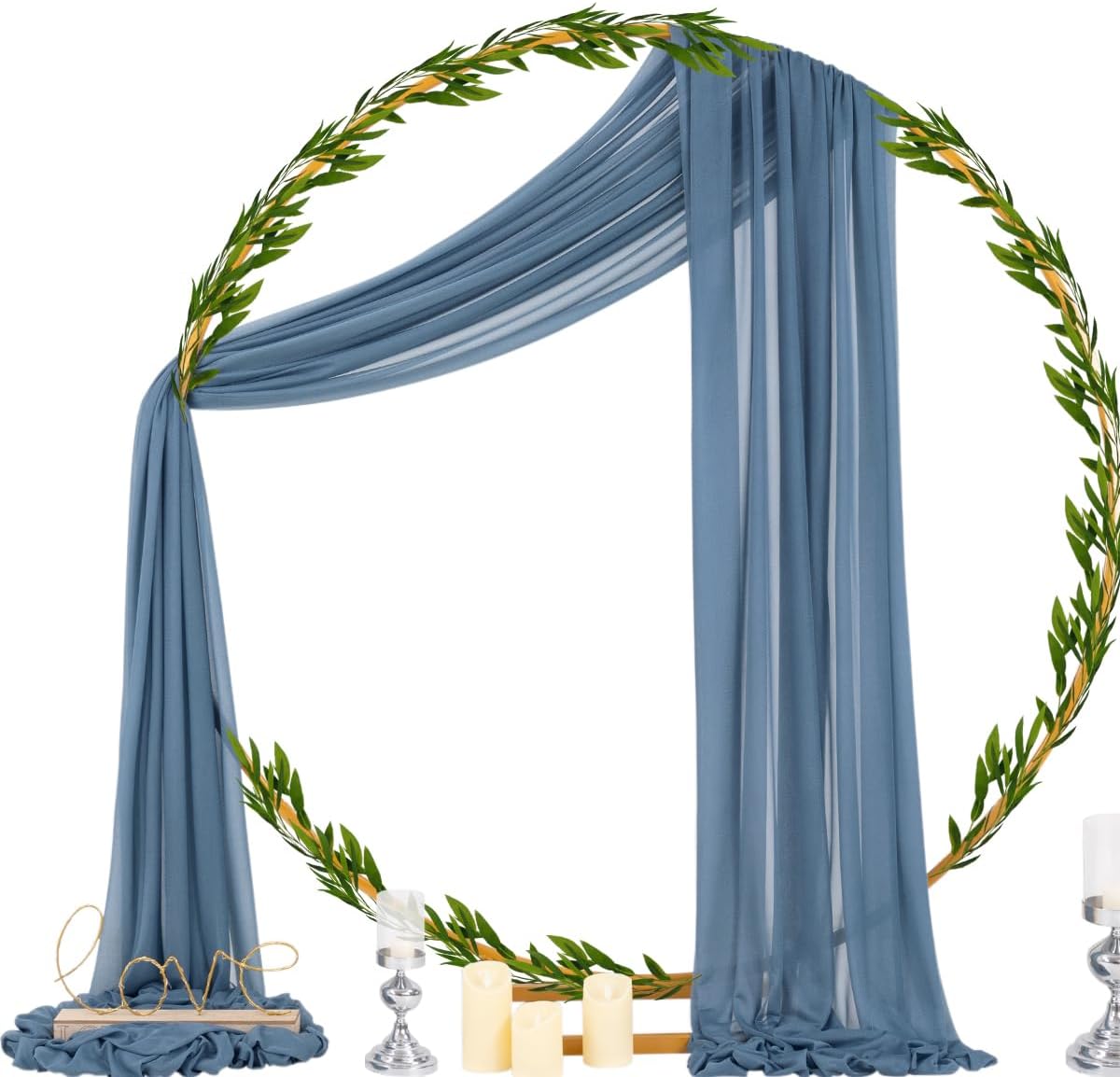 Socomi Wedding Arch Draping Fabric 29" x 20Ft 1 Panel Dusty Blue Sheer Outdoor Curtain Drapes Extra