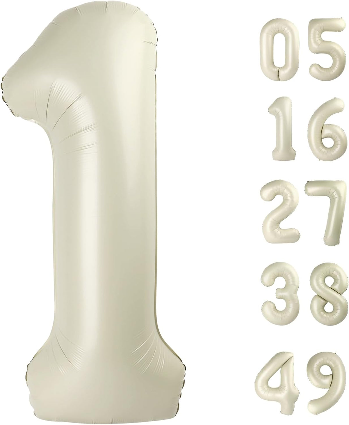 Cream White 1 Number Balloon 40 inch, Number 1 Birthday Balloon for Boy Girl, Cream White Foil One