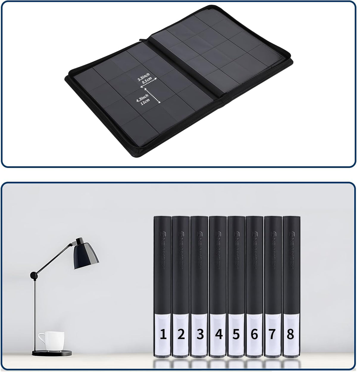 Snekdy premium 1024-pocket trading card binder, 16-pocket cards album, waterproof PU-leather Cover