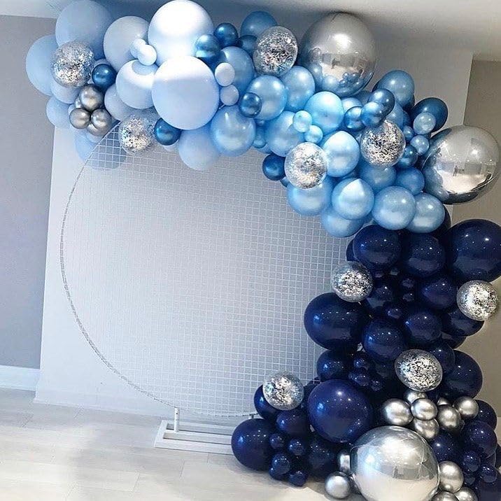 Paready Blue Silver Balloons, 50PCS Navy Royal Blue Balloons, 12 Inch Confetti Balloon Metallic