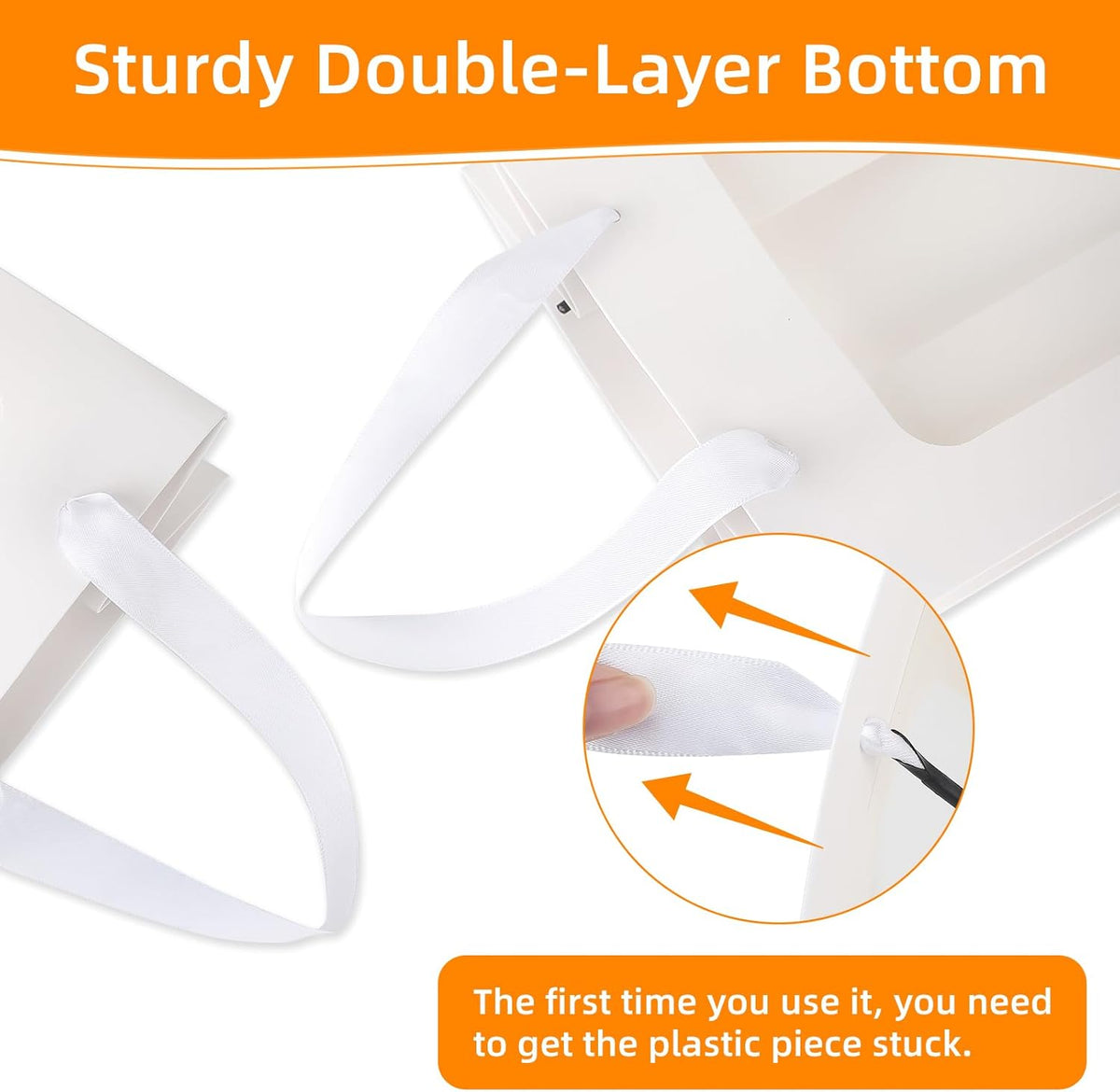 MOXARYSU 3 Pcs White Gift Bags with Clear Window: 9.8x5.1x7.1 Inch Medium Kraft Paper Bags with