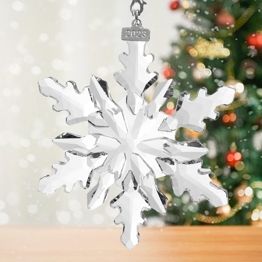 2024 Christmas Ornaments Crystal Snowflake Ornaments Annual Edition Christmas Tree Ornament Home