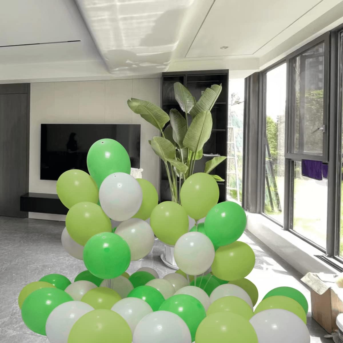 300 Pack Green and White Balloons 100 of each of the 3 colors 12 inch Green White Light Green Latex