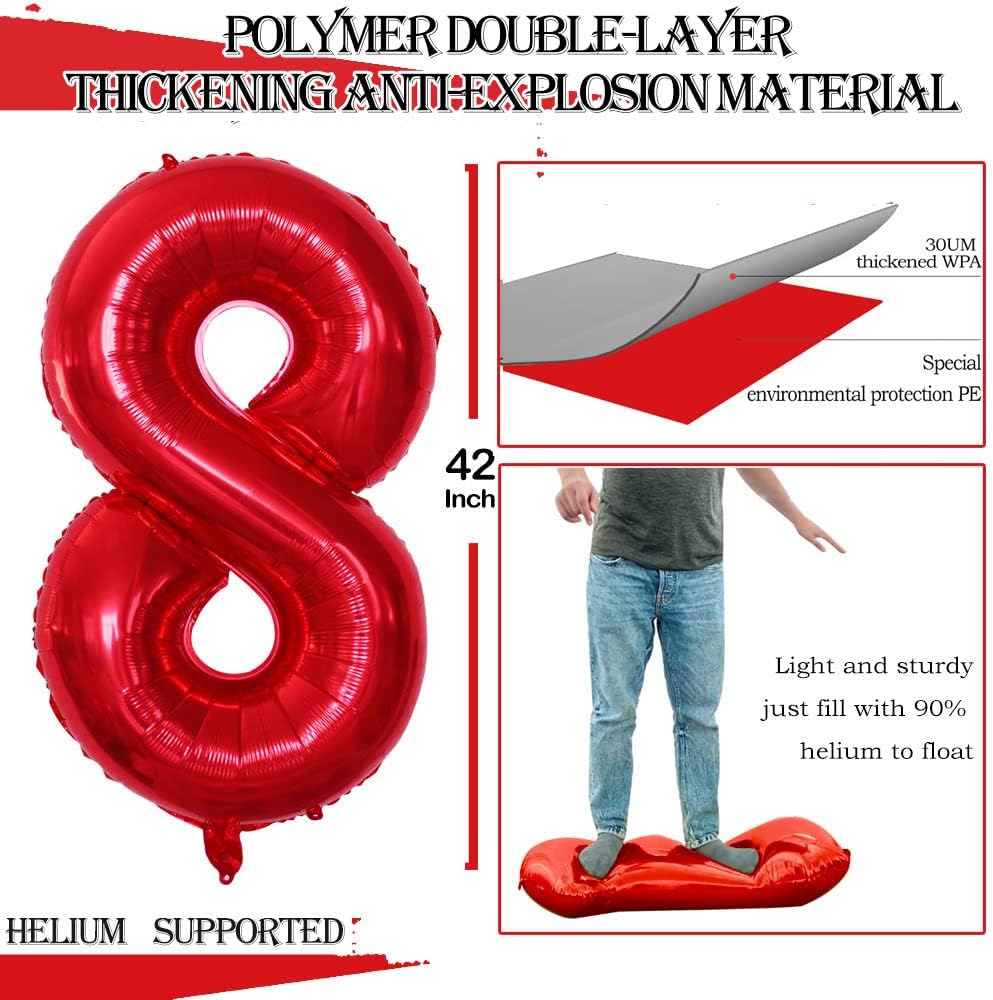 GOER Number 80 Balloons for 80th Birthday Party Decorations,42 Inch Jumbo Foil Helium Balloons for