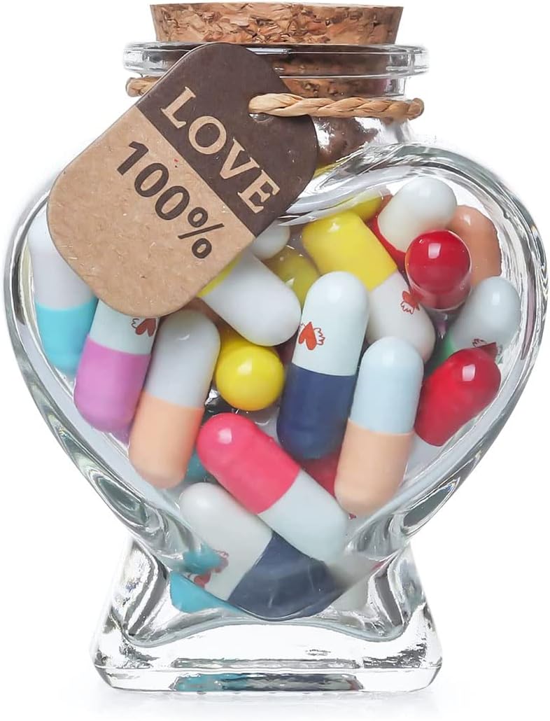 Hefonti Capsule Message in a Bottle - 50pcs Cute Capsule Pills Gift for Girlfriend Boyfriend Women