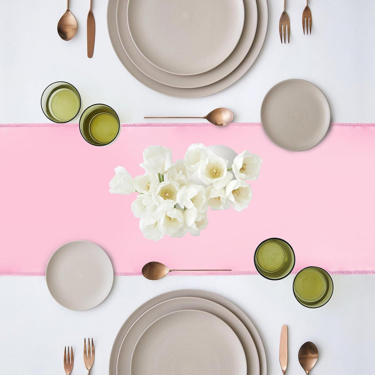 10 Pack Satin Table Runner 12 x 108 Inch Long Pink Silk Table Runner for Wedding Party Banquet