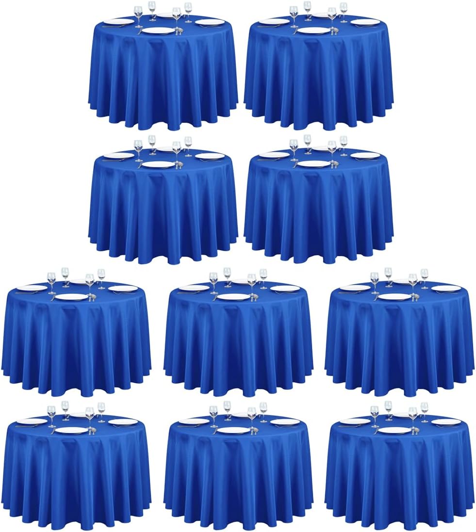 LTC LINENS 10 Pack 108 Inch Round Tablecloths Royal Blue - Bulk for 48 Inch Round Table Floor