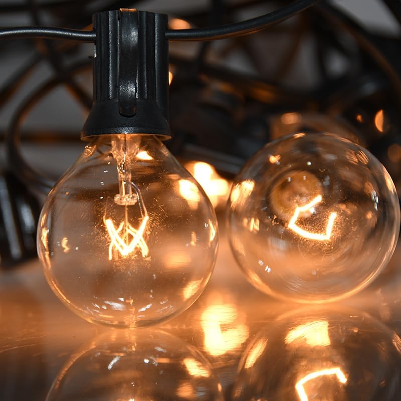 SUNSGNE 50ft Outdoor Globe String Lights G40 Patio String Lights with 53 Bulbs Connectable