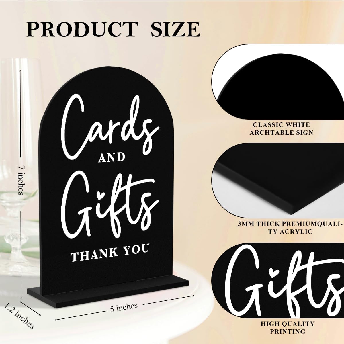 2 Pcs Acrylic Wedding Signs for Ceremony and Reception, Bridal Shower Decorations, Cards and Gifts