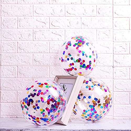 KALOR 50pcs Multicolor Foil Confetti Balloons,12 inch Latex Balloon with Rainbow Confetti Inside