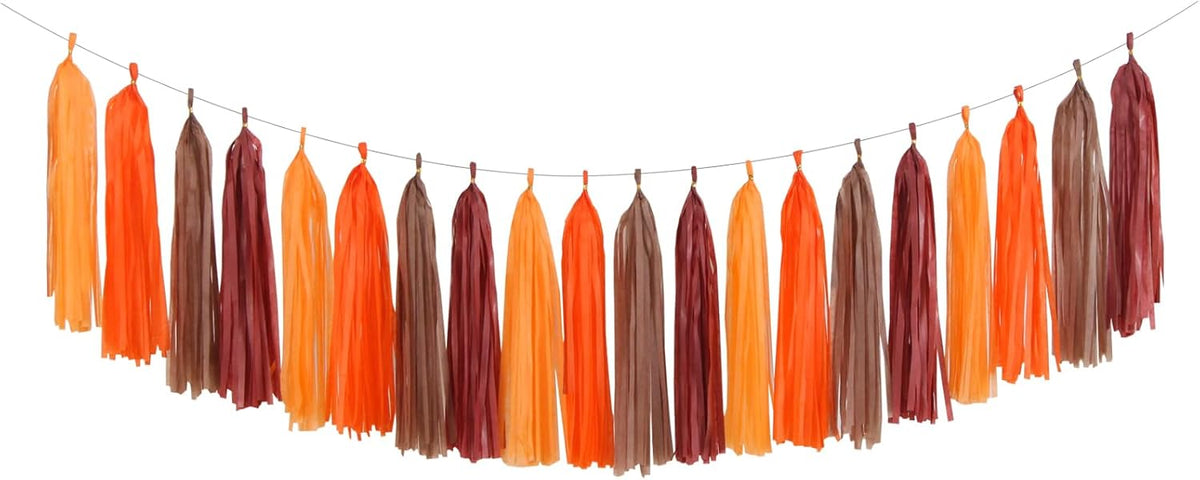 Brown Burgundy Orange Party-Decorations Tassel-Garland - 20pcs Fall Autumn Thanksgiving Harvest