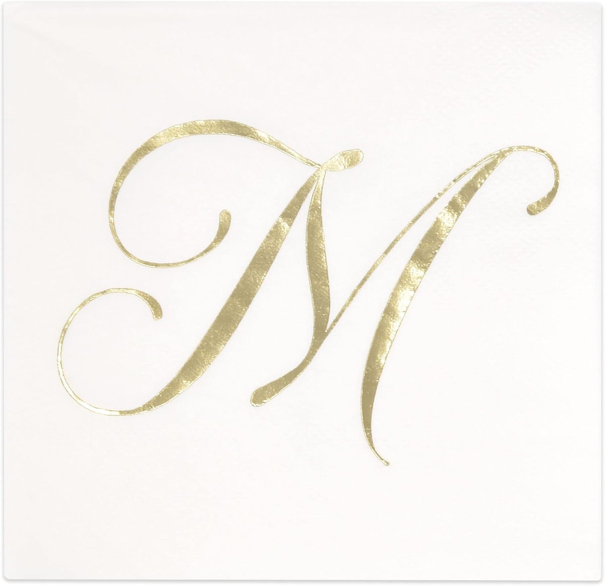 Gift Boutique 100 Gold Monogram Cocktail Napkins Letter M Disposable Paper Pack Elegant Metallic