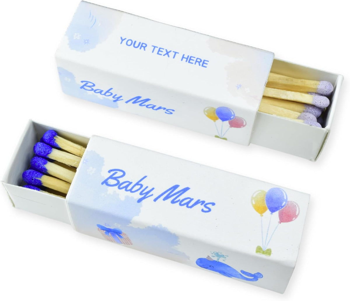 Customizable Baby Shower Matchboxes – Set of 10 – Cute Baby Design – Colorful Matchsticks – Perfect