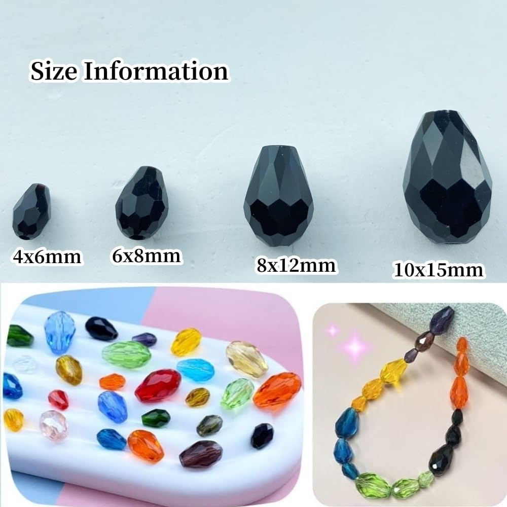 50pcs 10x15mm Teardrop Crystal Glass Beads Vertical Hole Faceted Glass Teardrop Spacer Beads for