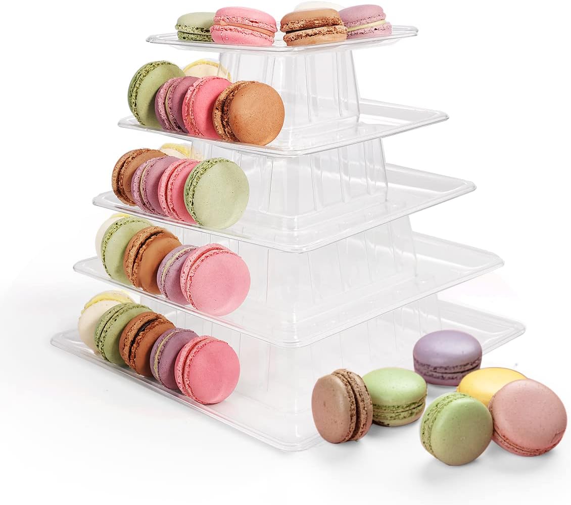 5 Tiers Square Macaron Tower Stand Cake Display Rack Cupcake Stand Desserts Display for Wedding