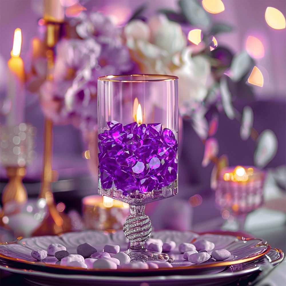 HappyFiller Fall Thanksgiving Decoration 720 Pcs Purple Acrylic Diamonds Gems,Wedding Diamond