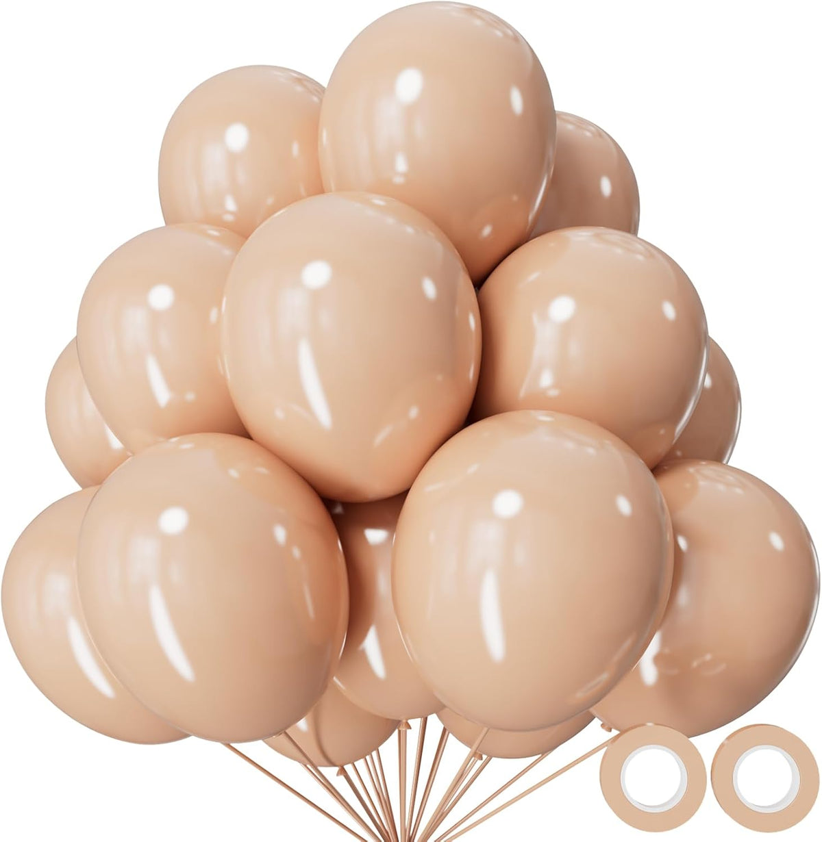 110pcs Nude Balloon 12 inch, Beige Latex Balloons for Birthday Party Baby Shower Wedding(with 2