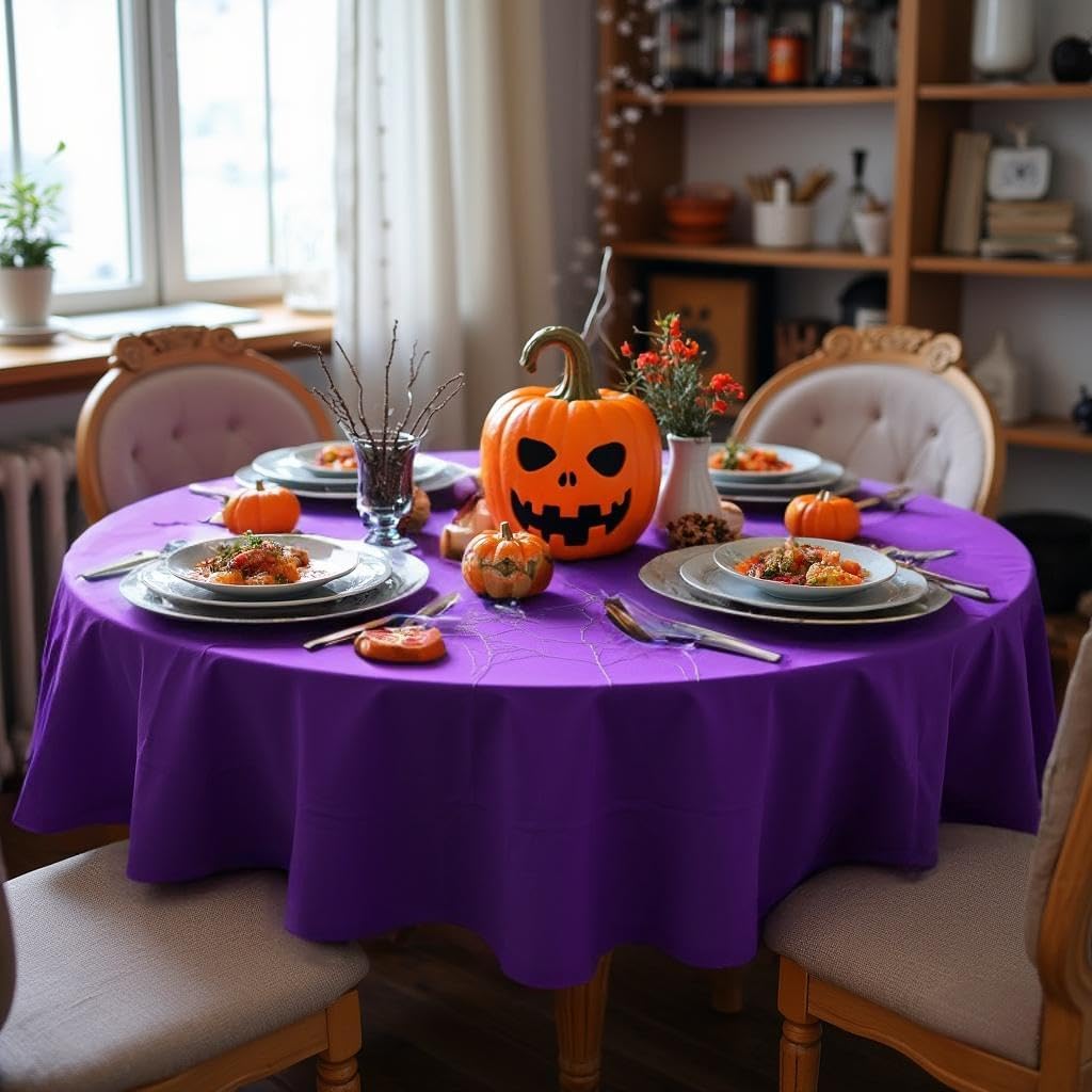 sancua Round Tablecloth - 90 Inch - Water Resistant Spill Proof Washable Polyester Table Cloth