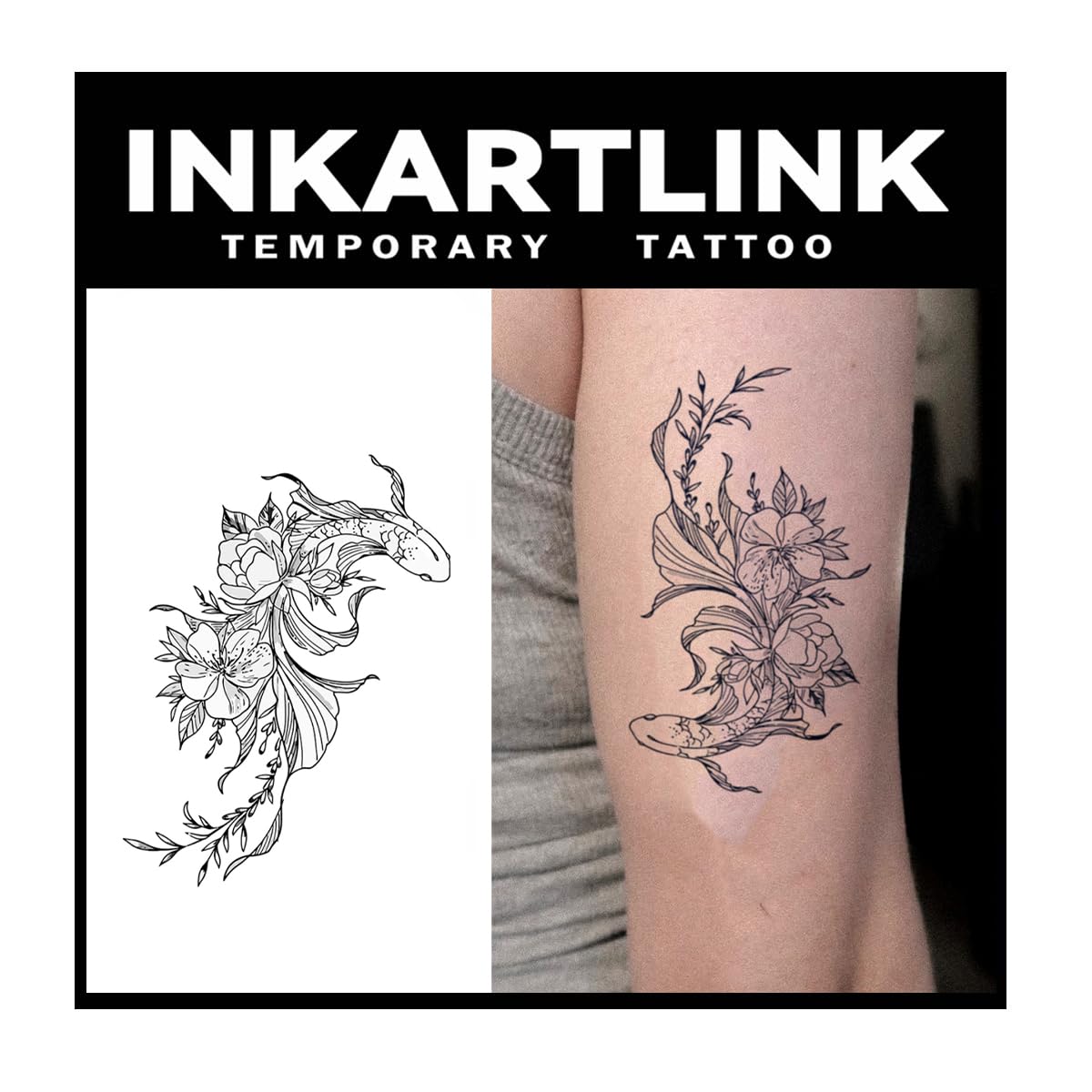 INKARTLINK Tattoo Tech, 2 Sheets Medium Semi Permanent Tattoo, Adult Art Design Temporary Tattoos
