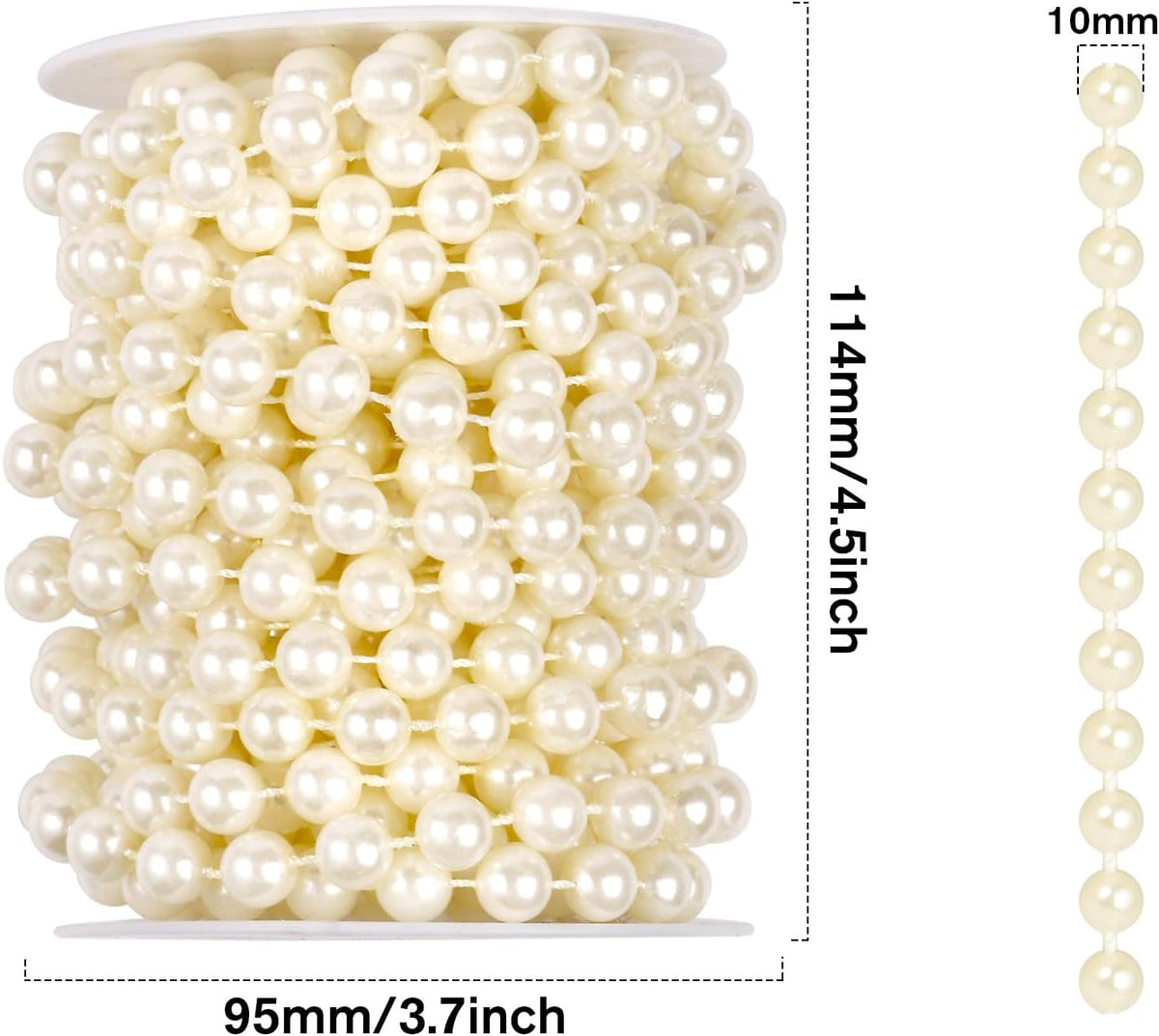 [29.5Feet] Pearl Beads Garland, 10MM 9.8 Yards Faux Pearl Beads String Roll Bulk for DIY Craft