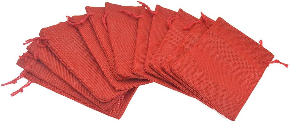20Pcs Red Burlap Bags with Drawstring, Jute Sacks Jewelry Christmas Candy Pouch Wedding Party Favor