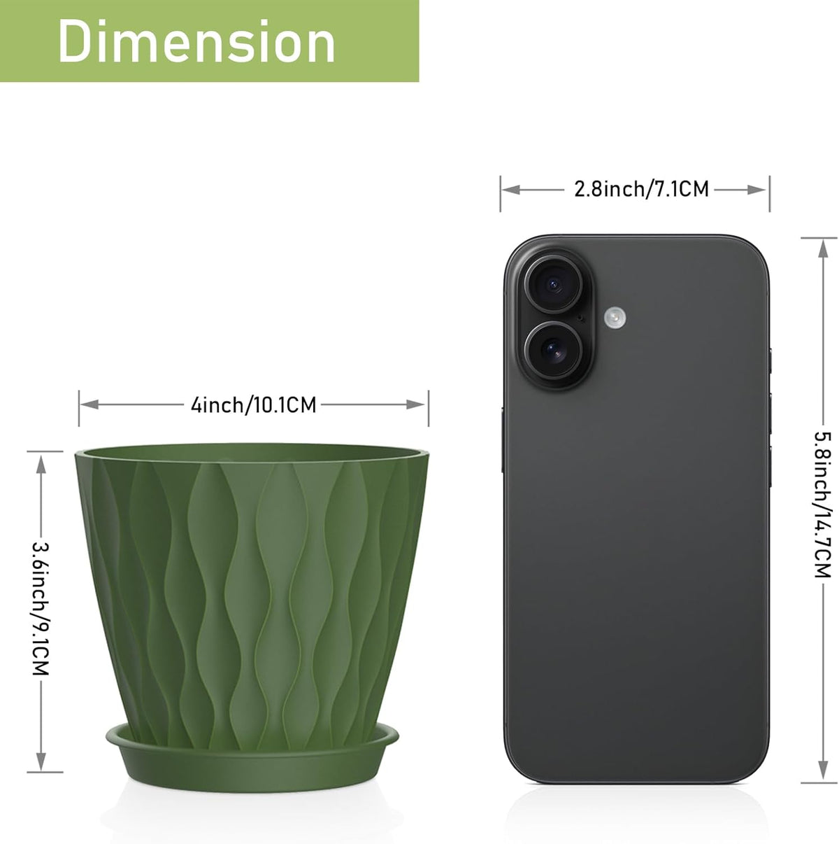 4 Inch Small Pots for Plants, 12 Pack Waffle Texture Small Plant Pots for Succulents, Plastic