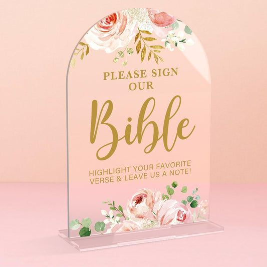 Acrylic Wedding Signs, Bridal Shower Decorations, Modern Calligraphy Arch Acrylic Table Top Sign