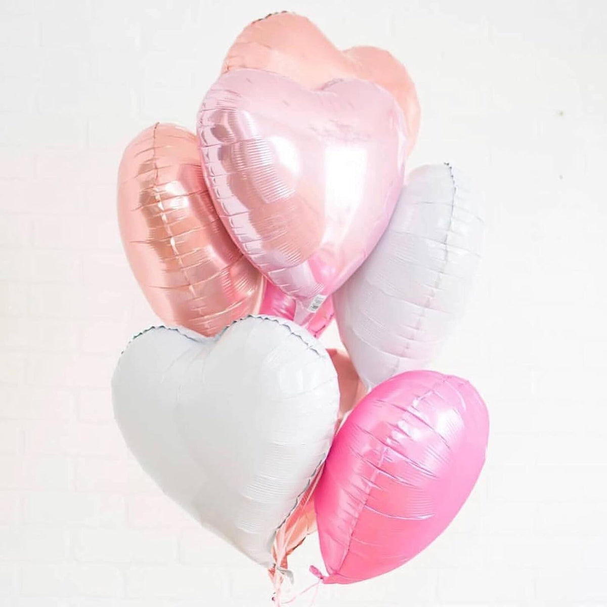 10Pcs Grey White Foil Heart Shaped Balloons 18 Inch Mylar for Baby Shower, Wedding, Valentine