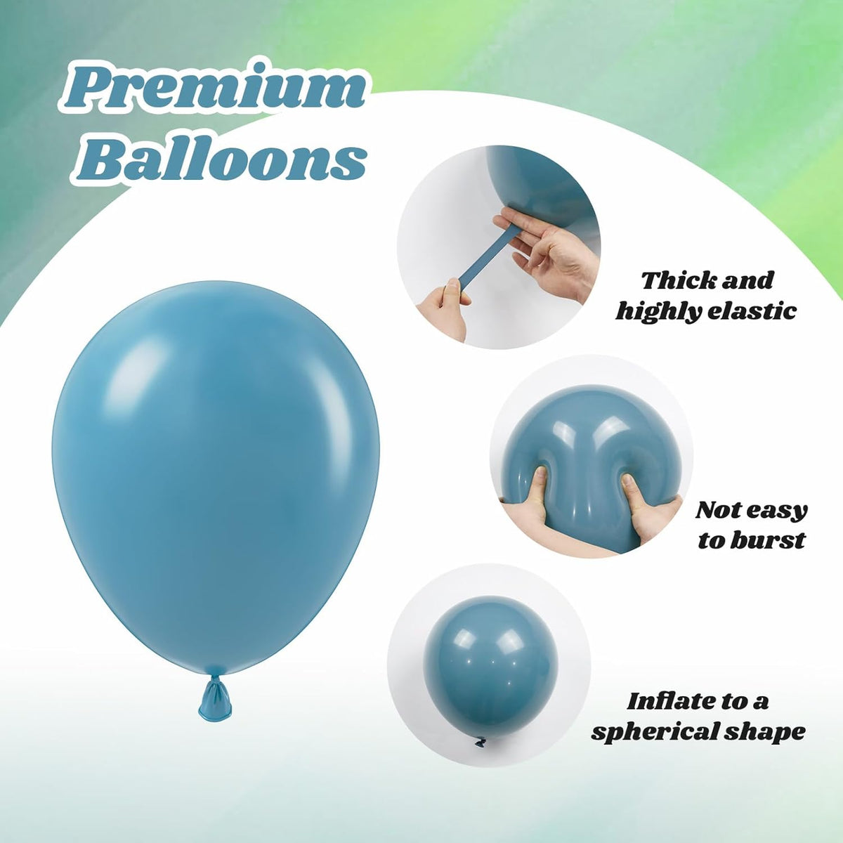 60pcs Blue and Green Balloons - Sage, Dusty Blue, Pastel Green, Nude for Bridal, Woodland