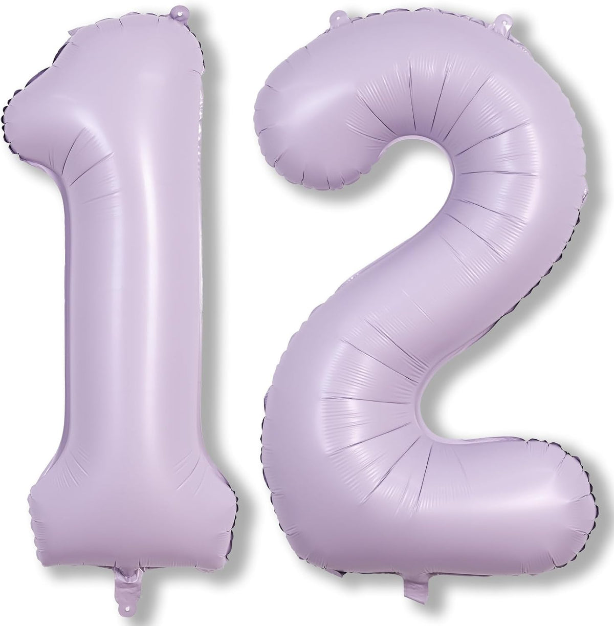 Pastel Purple Birthday Balloon Numbers 12, 40 Inch Giant Light Purple Foil Mylar Number 1 and 2