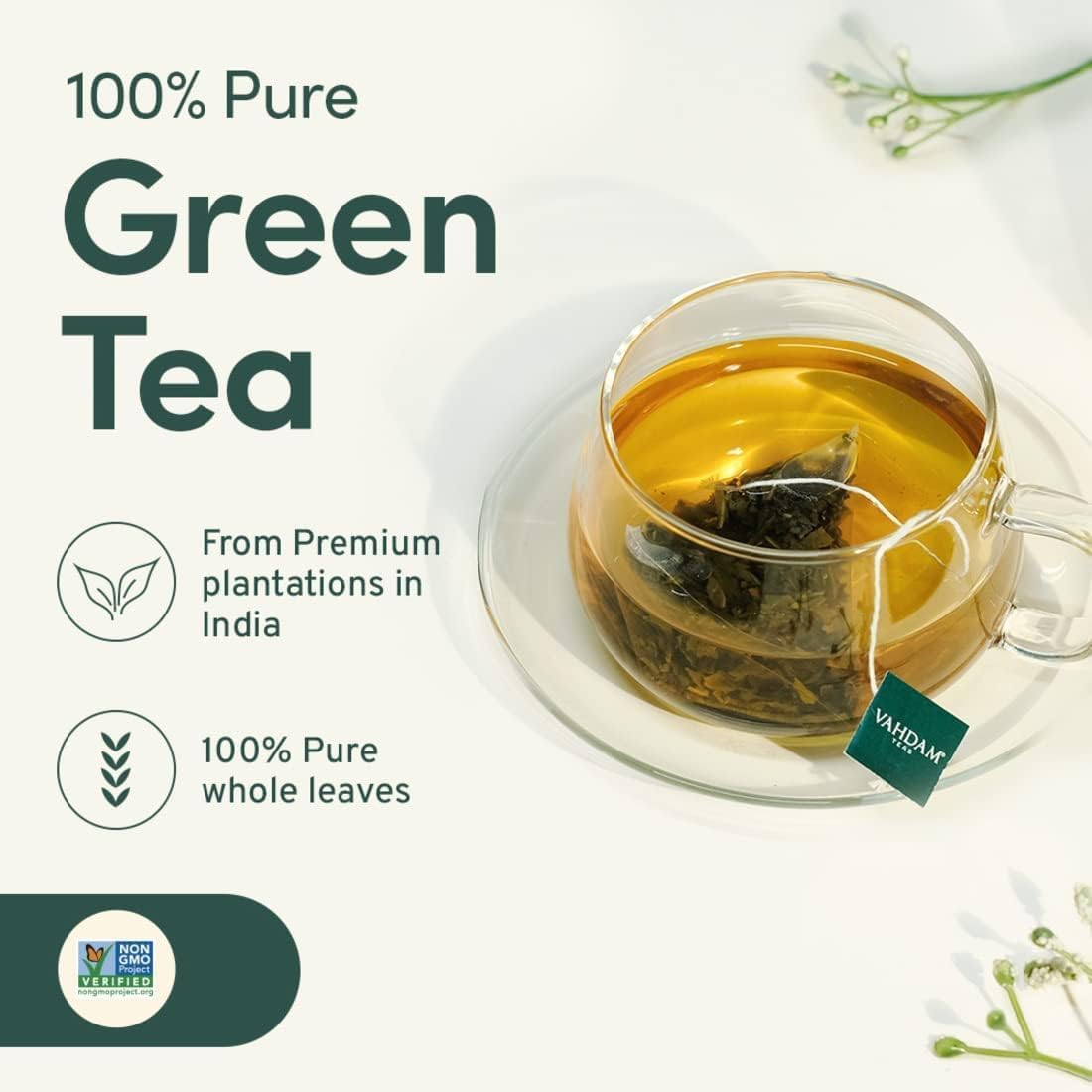 VAHDAM, Green Tea Variety Pack Sampler Assortment (36 Pyramid Tea Bags, 6 Flavor) | Non-GMO Project