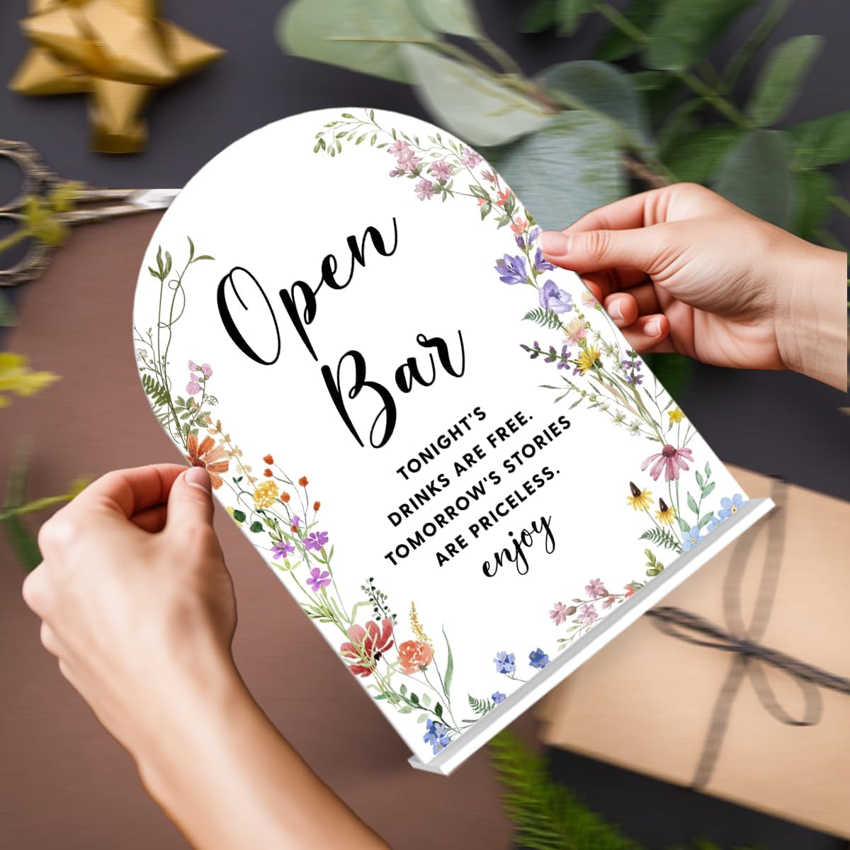 Acrylic Wedding Signs, Open Bar Signs for Marriage Reception, Bridal Shower Decorations, Modern