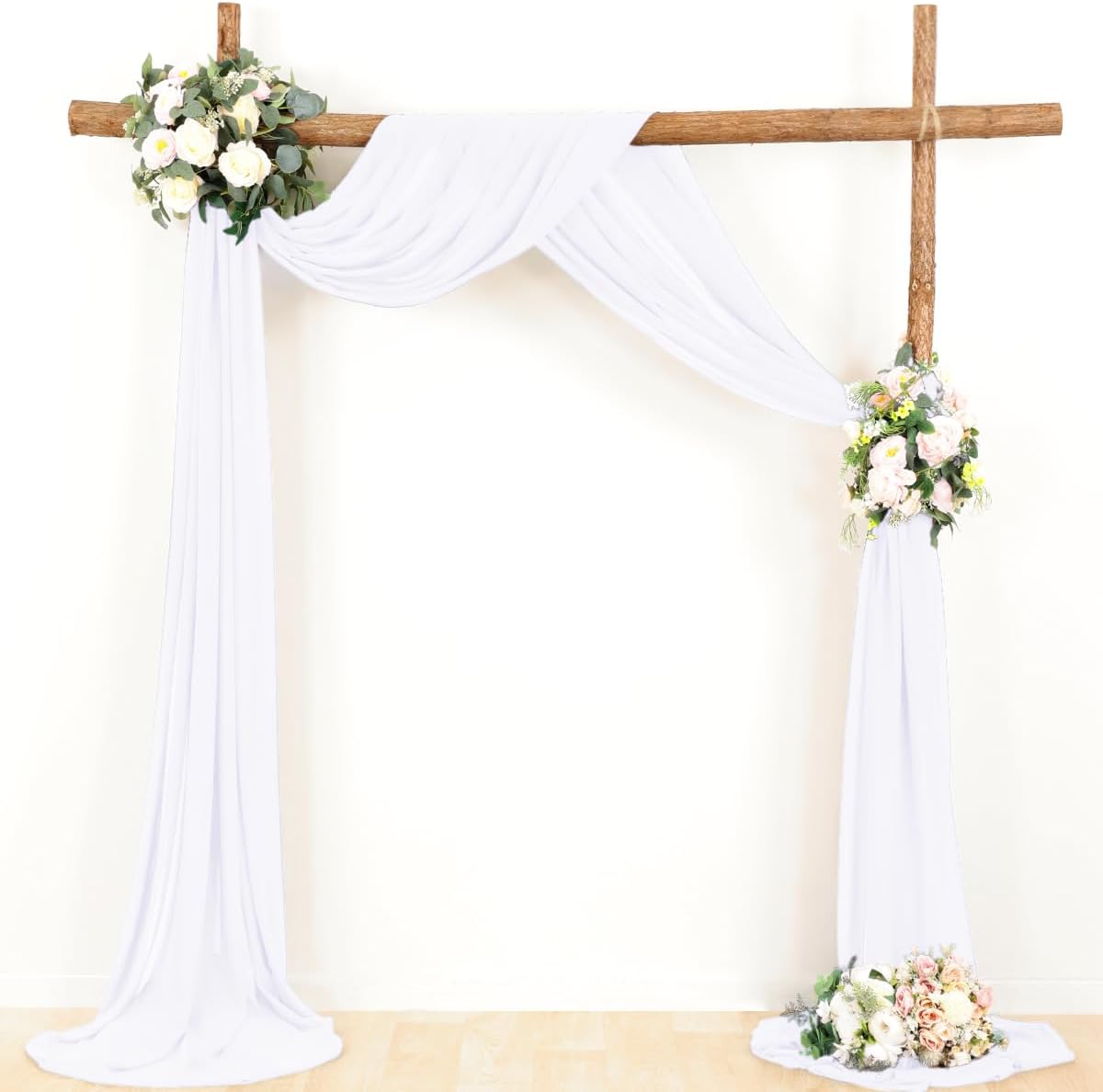 White Wedding Arch Draping Fabric 1 Panel 30'' x 18FT Sheer Chiffon Arch Drapery for Easter Bridal