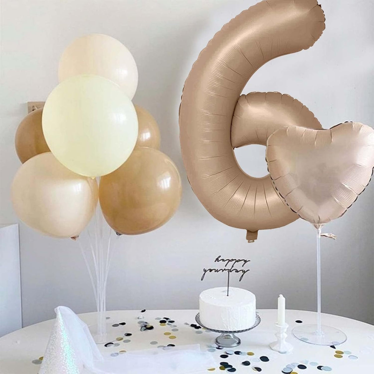 40 Inch Balloon Number 8 Nude, Large Apricot Foil Number Balloons Set 0-9, Neutral Digital 8 Helium
