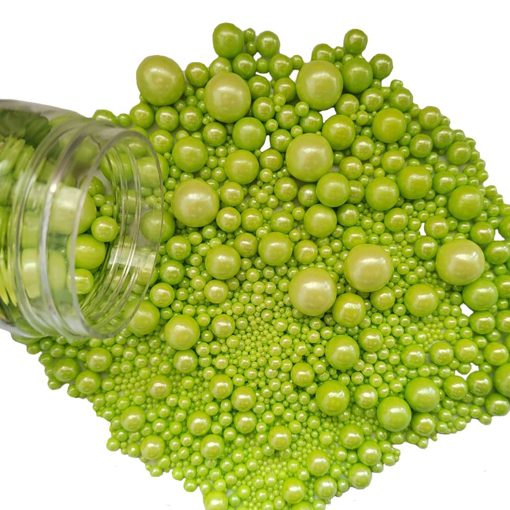 Edible Green Sugar Pearls Candy Sprinkles 120G/ 4.23Ounce Baking Cake Sprinkles Cupcake and Cake