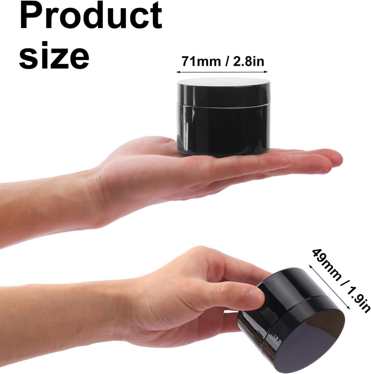 72 Packs 4 OZ Black Plastic Jars with black Lids, Body Butter Containers, Cosmetic Containers jars