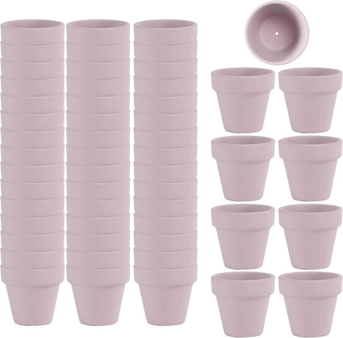 54 Pcs Small Mini Pink Clay Pots 2.1'' Terracotta Pot Clay Ceramic Pottery Planter Cactus Flower