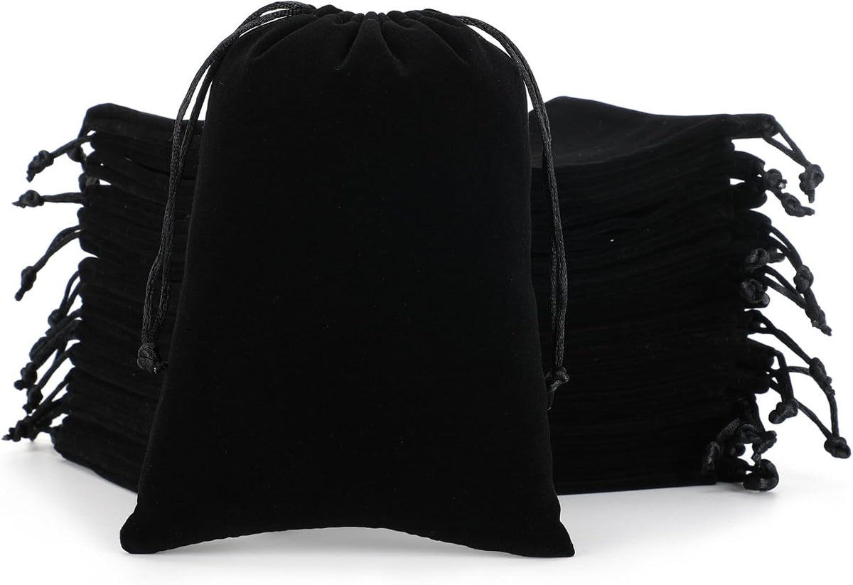 Velvet Drawstring Jewelry Bag, 50Pcs Black Dice Bag, 5x7 Tarot Card Pouch, Or Wrapping Halloween