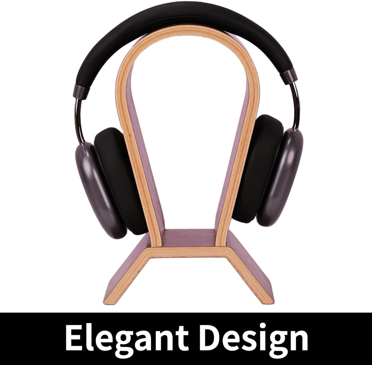 Wood Headphone Stand for Desk - Headset Holder Cute Gaming Wooden Headphones Hanger Hook Rack Base