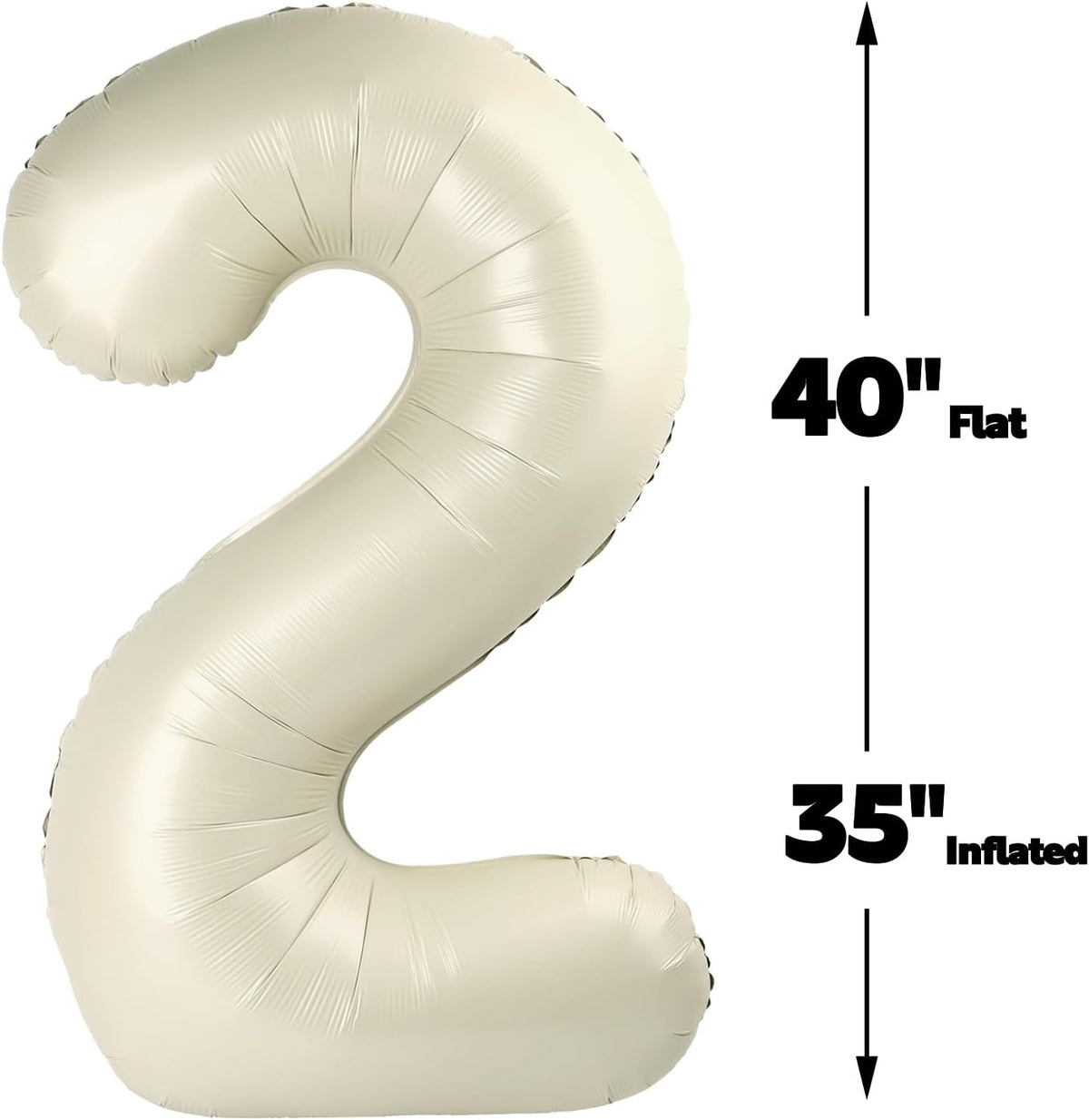 40 Inch Big Cream White Number 2 Balloon Birthday Decoration, Number 2 Helium Balloon 12 20 22 23