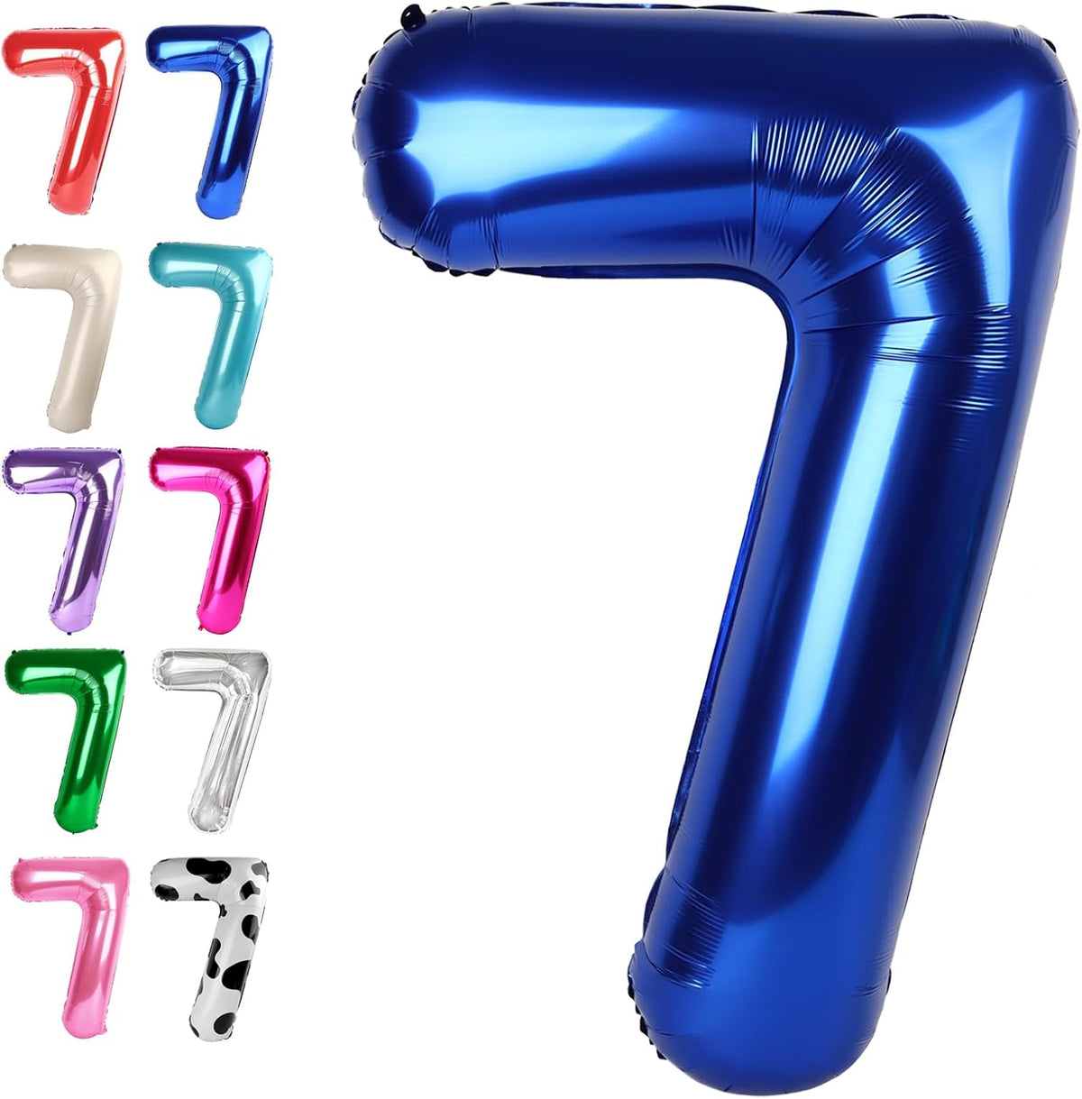 Digital Number 7 Night Blue Birthday Balloon 40 Inch, Foil Balloons for 7 17 27 70 77 Party