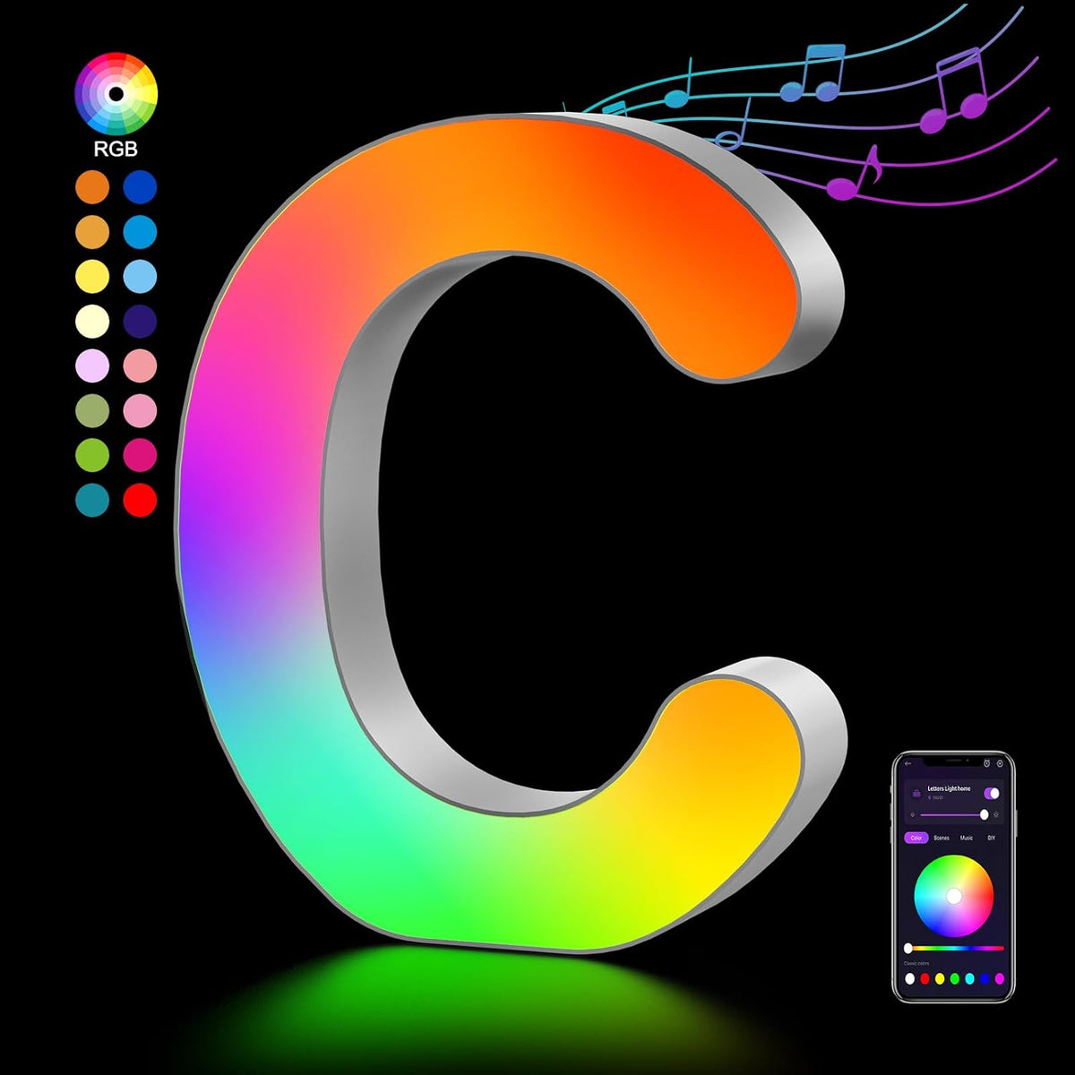OJQ Light Up Letters LED Letter - Marquee Letters Room Decor Alphabet Letter Music Sync Color