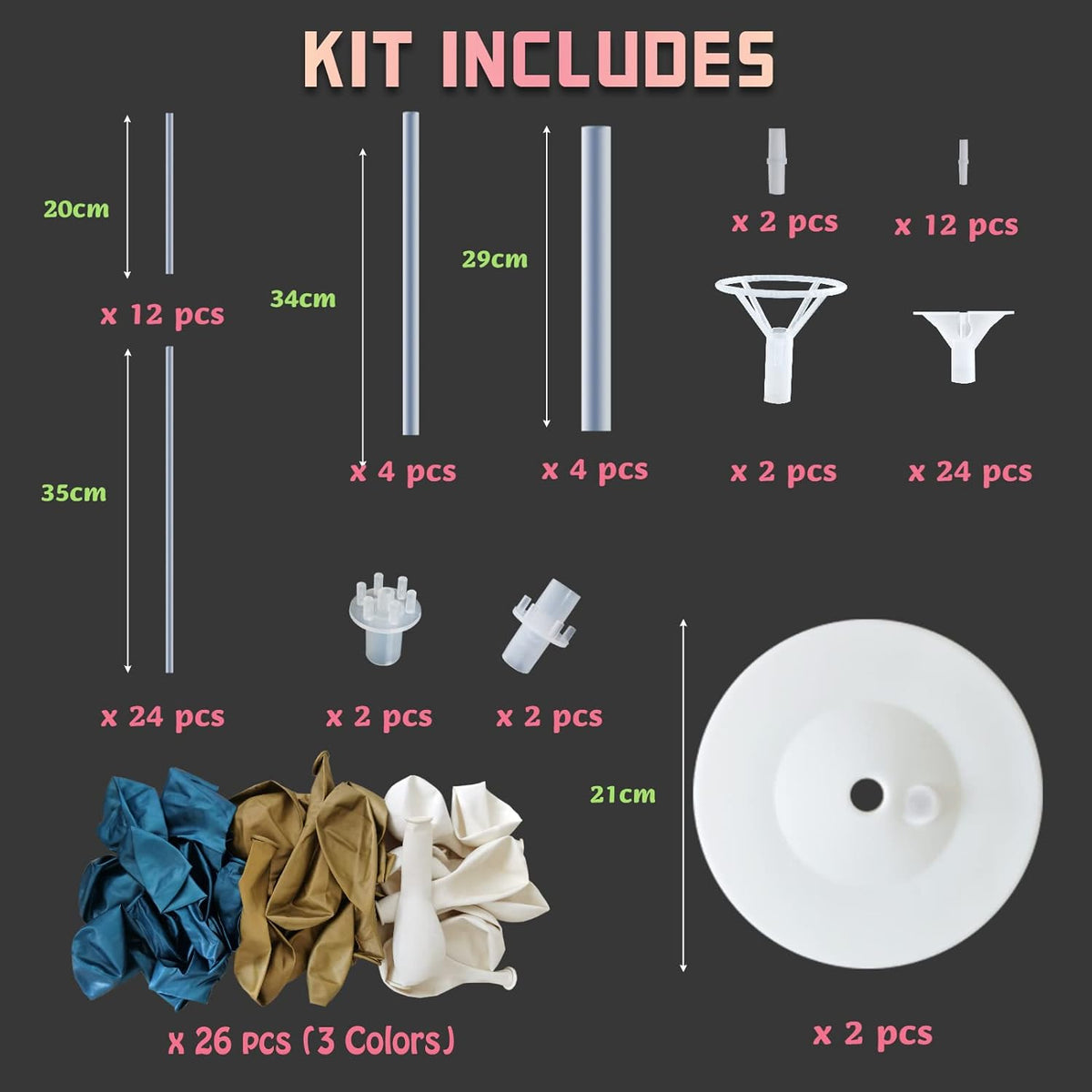 Balloon Column Kit for Floor- Set of 2,Balloon Columns with Stand, Base and Pole,Balloon Tower