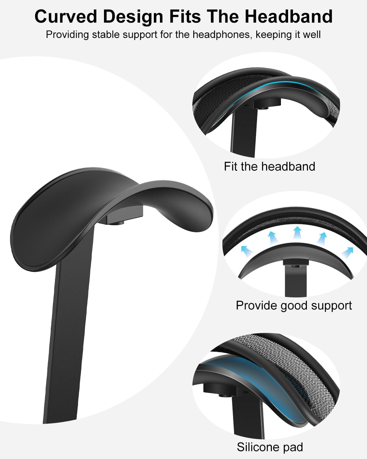 VICHYIE Headphone Stand for AirPods Max, Headset Holder with Aluminum Supporting Rod, Heavy Base