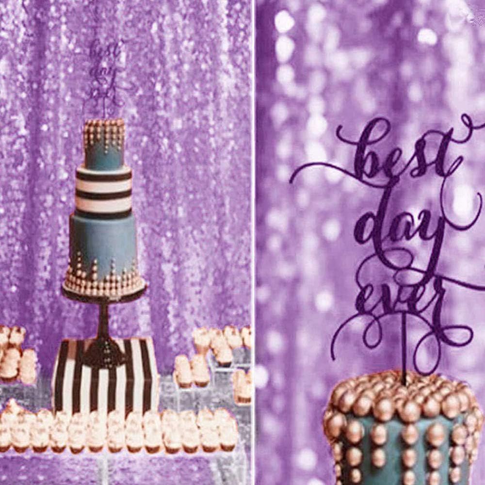 Eternal Beauty Lavender Sequin Backdrop, 8x8 Ft Glitter Background Curtains for Shimmer Photography
