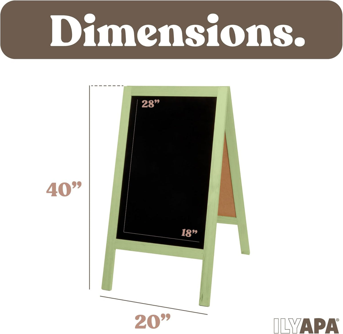 Ilyapa Wooden A-Frame Sign with Eraser & Chalk - 40 x 20 Inches Magnetic Sidewalk Chalkboard – Menu